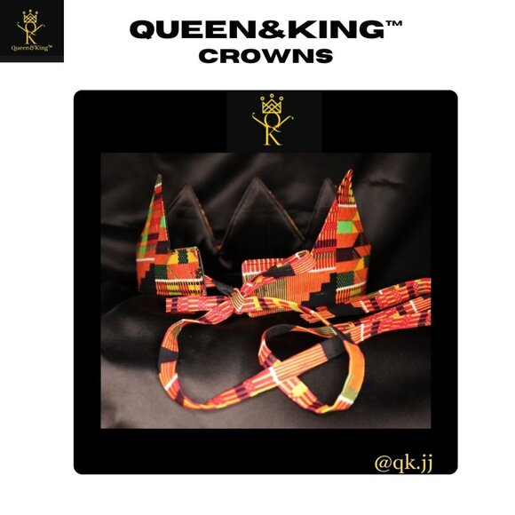 Kente Style Crown (Multiple Heights & Satin Lined) - Picture 3 of 6